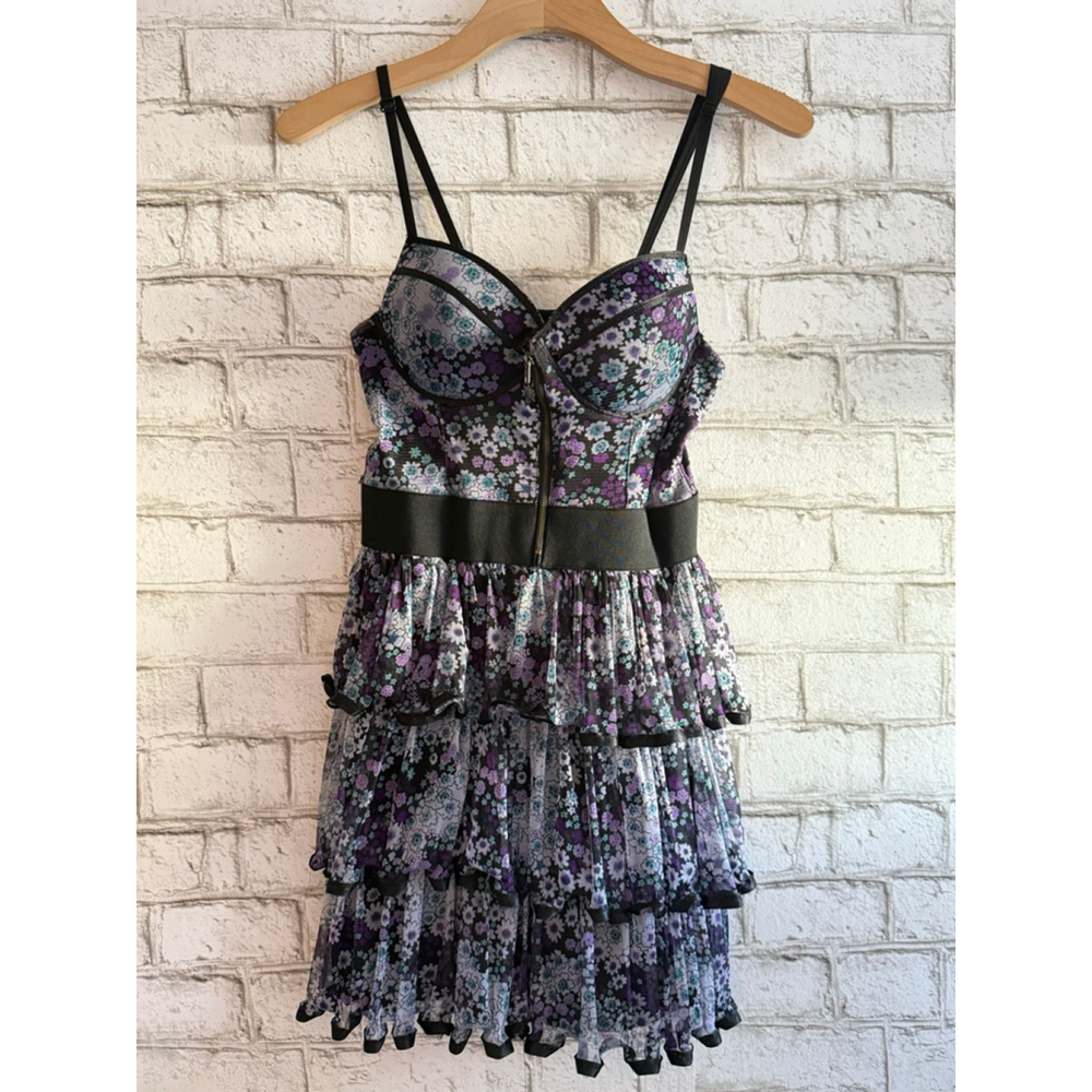 Vintage Y2K Rachael and Chloe Ruffled Tier Floral Dress Size Med